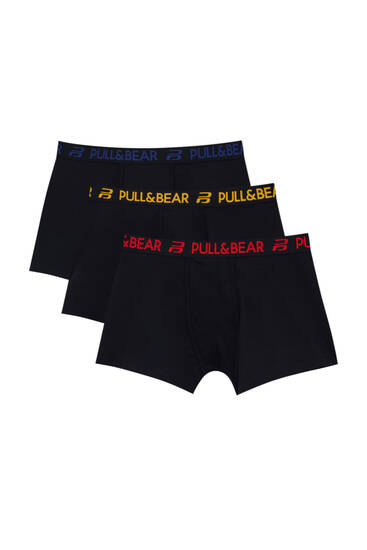 Pack of 3 black basic boxers with contrast logo