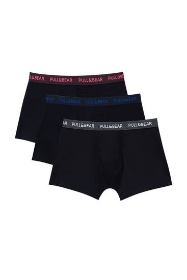 3-pack of black boxers with striped waistband