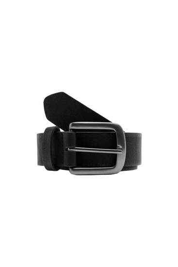 Faux leather belt with silver-finish buckle