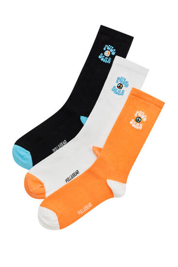 Pack of 3 embroidered crew socks