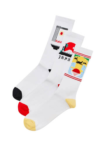 3er-Pack lange Socken Japan