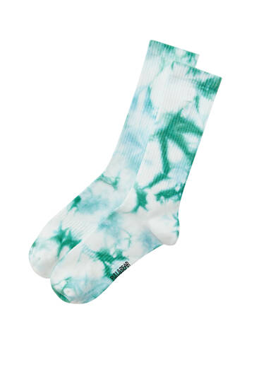 Long socks with tie-dye print