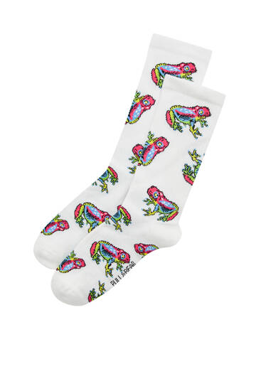 Tall socks with frog print