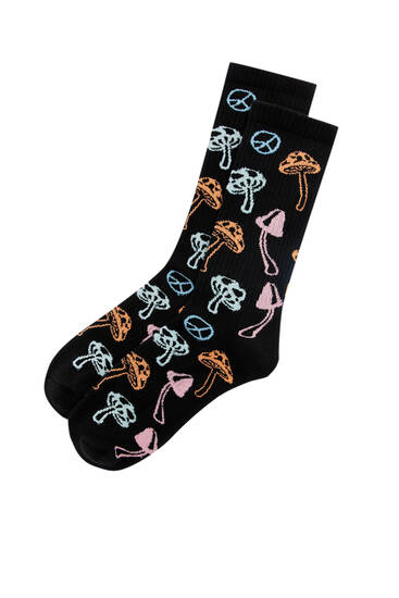 Mushroom print socks