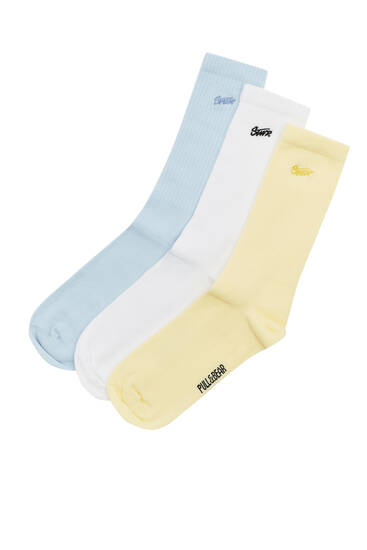 Pack 3 pares calcetines bordados