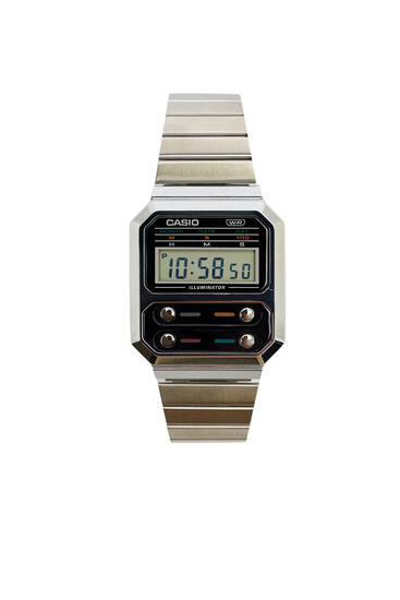 Strieborné hodinky Casio 100WE-1AEF