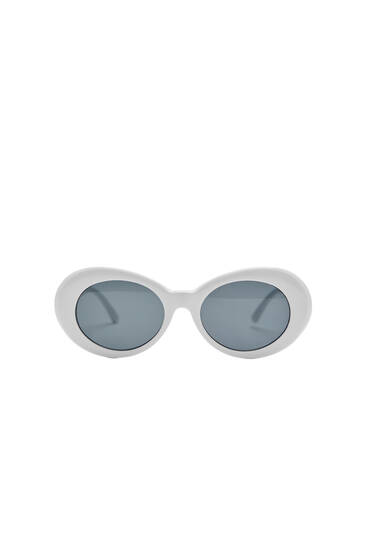 Runde Sonnenbrille mit weißem Kunststoffgestell