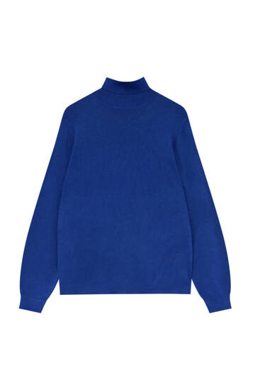 Základný farebný sveter s vysokým golierom