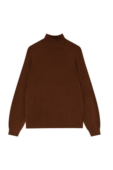 Základný farebný sveter s vysokým golierom