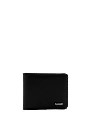 black leather wallet pull&bear