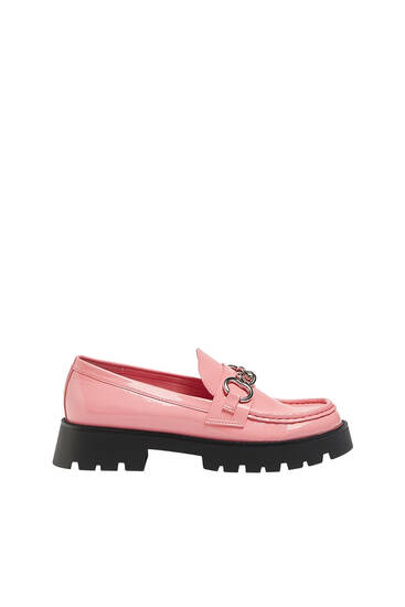 Pink loafers with links