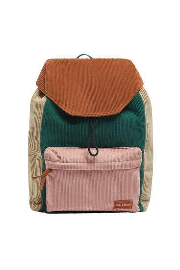Colour block corduroy backpack