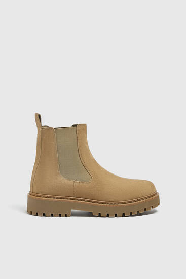 Split suede Chelsea boots with track soles