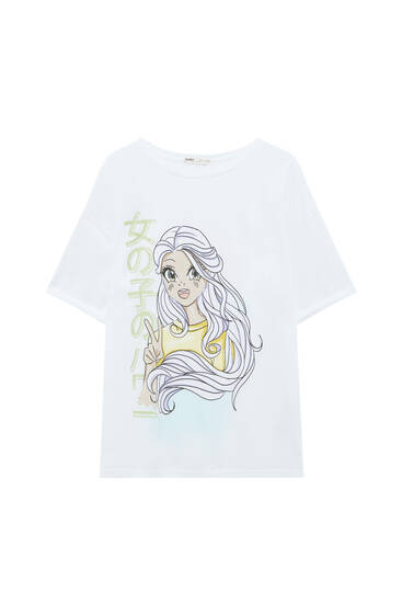 Girl anime print T-shirt