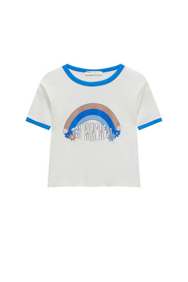 Retro graphic T-shirt with trims