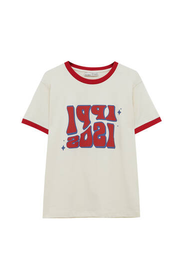 Basic T-shirt with graphic and rib