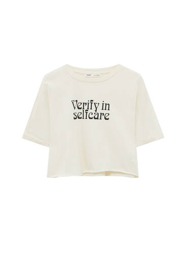 Cropped T-shirt with slogan graphic