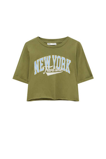 Cropped T-shirt with varsity graphic