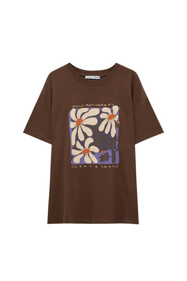 T-shirt with floral illustration