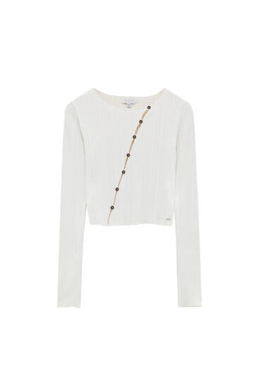Ribcord top met cut-out