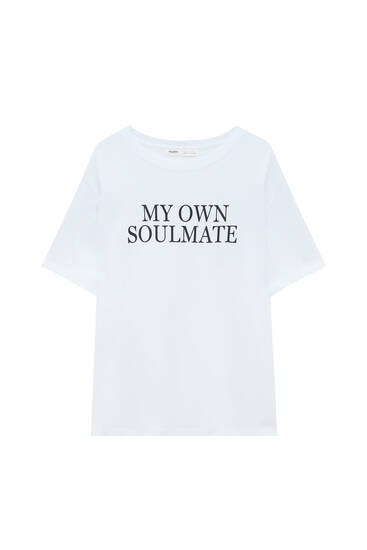 Basic T-shirt with contrast slogan