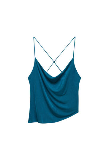 Strappy top with draped neckline