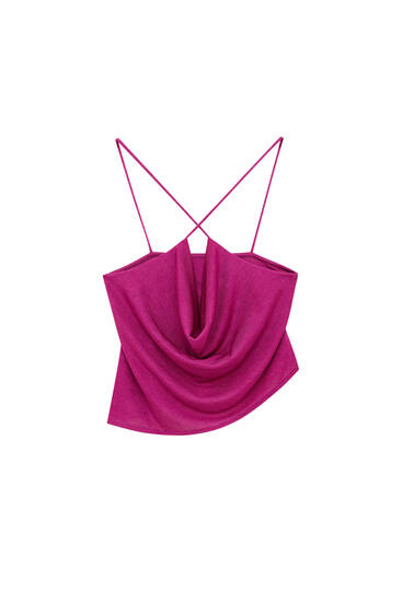 Strappy top with draped neckline