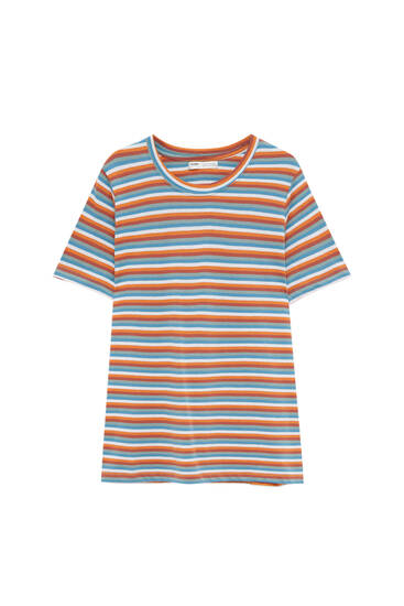 Basic striped round neck T-shirt