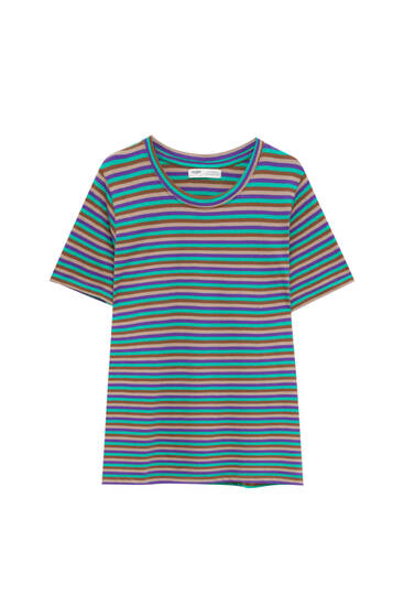 Basic striped round neck T-shirt