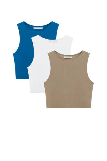 Pack of ribbed sleeveless tops