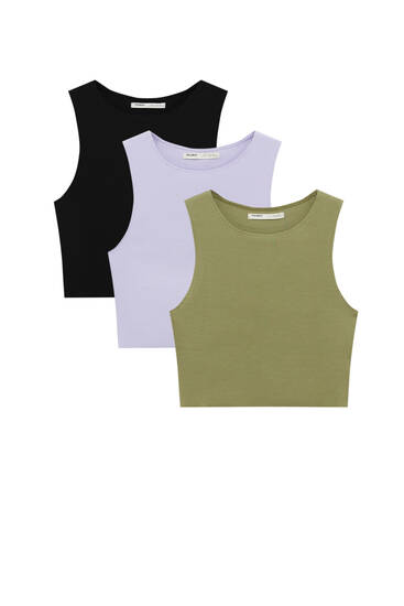 Pack of ribbed sleeveless tops