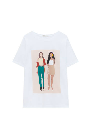 Μπλούζα με graphic τύπωμα με κοπέλες