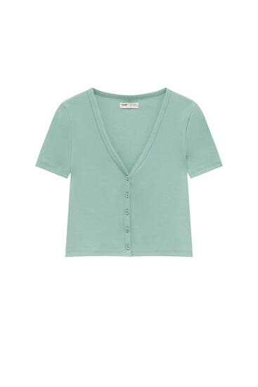 Basic short sleeve T-shirt with buttons