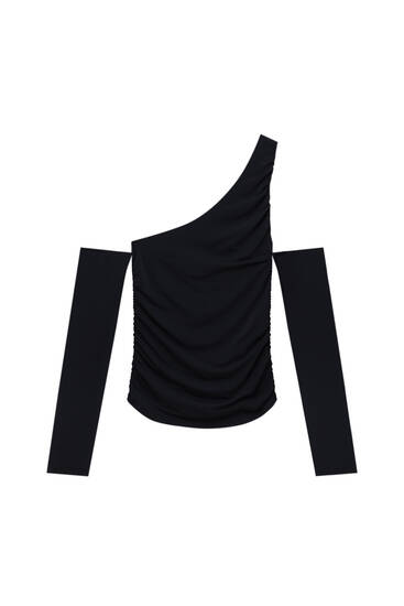 Asymmetric top with sleeves