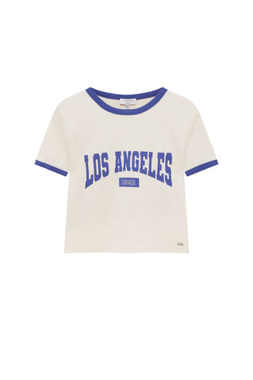 T-shirt Los Angeles bord-côte contrastant