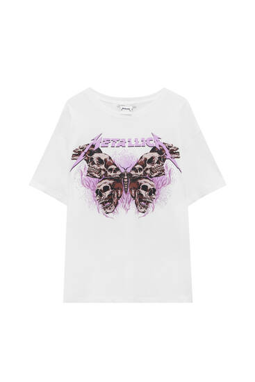 T-shirt estampado Metallica borboleta