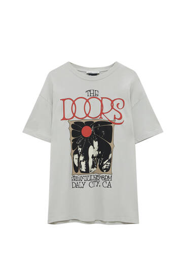 The Doors çiçek baskılı t-shirt