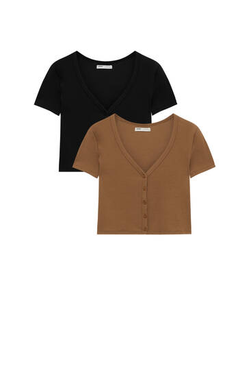 Pack of buttoned short sleeve T-shirts