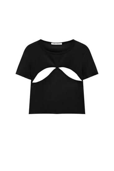 Shirt in Schwarz mit Cut-outs