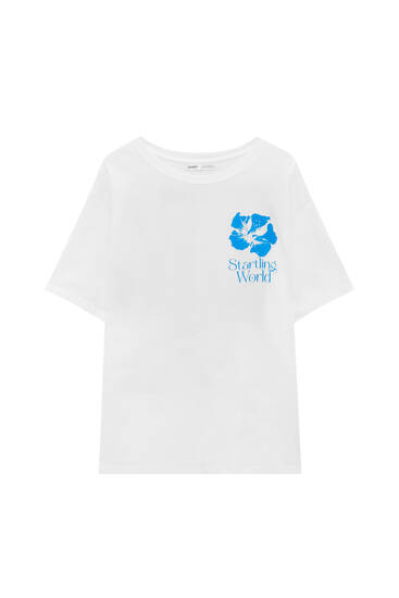 Wit T-shirt met bloemenprint