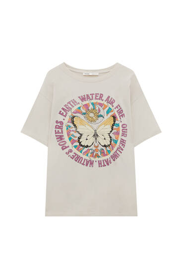 Esoterisches Shirt mit Schmetterlingsmotiv