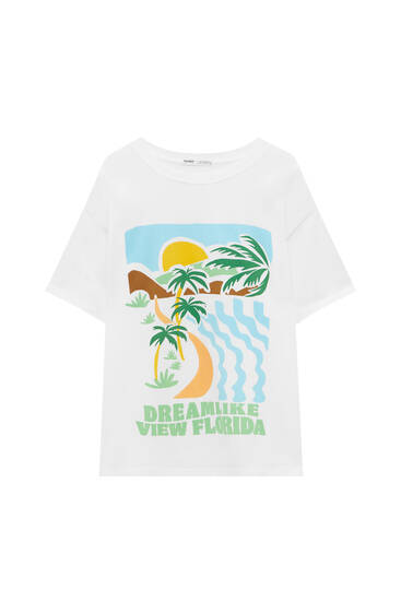T-shirt met palmboom en korte mouw