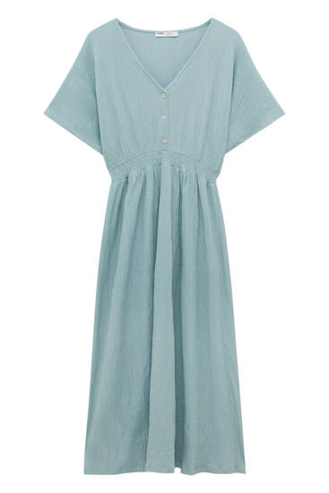 Crepe dress with buttons