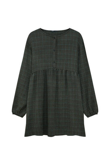 Vestito corto morbido a quadri - PULL\u0026BEAR