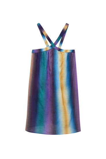 Multicoloured print halter dress