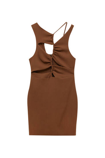 Short cut-out dress with gathered detail