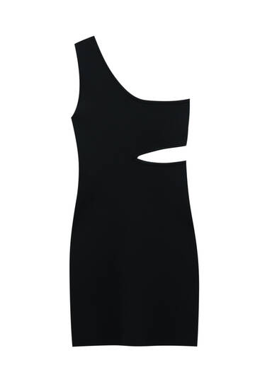 Asymmetric dress with cut-out waist detail