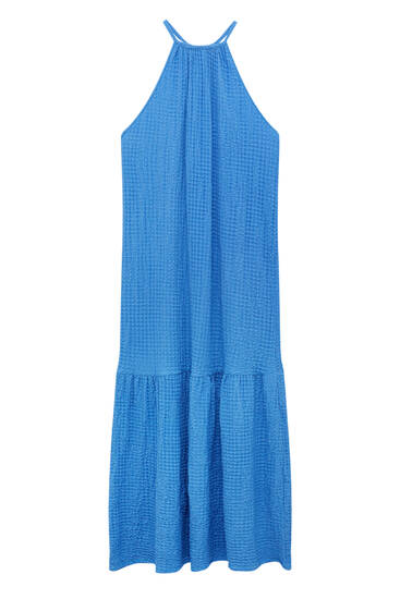 Vestito lungo orlo con volant - PULL\u0026BEAR