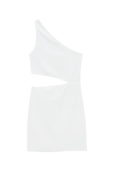 Krátké asymetrické šaty s detailem perforace