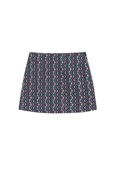 Geometric print mini skirt